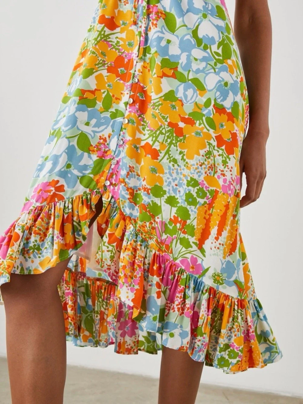 Rails Floral Button Front Midi Dress XS Colorful Spring Summer - Picture 4 of 11